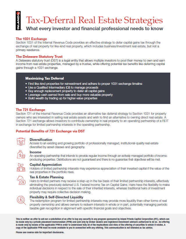 Tax Deferral - dst 721 exchange fact sheet